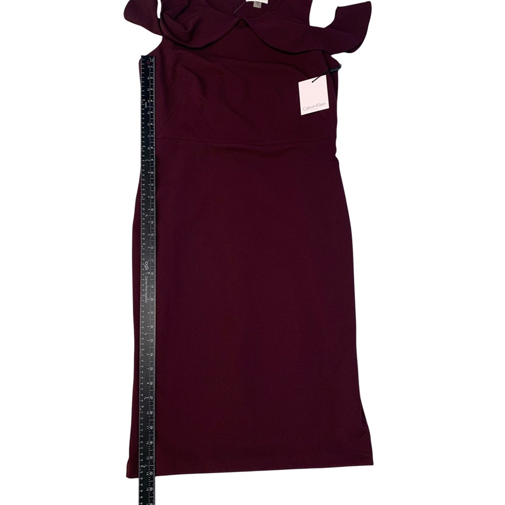 Calvin Klein Burgundy Cold Shoulder Sheath Dress New w/ Tags Women's Size 8 - Picture 11 of 16